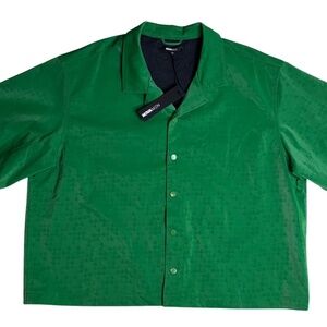 Fashion Nova Men Green Short Sleeve Button-Up NWT